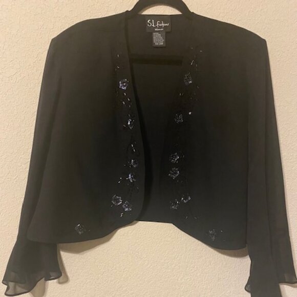 Black Chiffon Dress with Matching Jacket - Picture 3 of 11